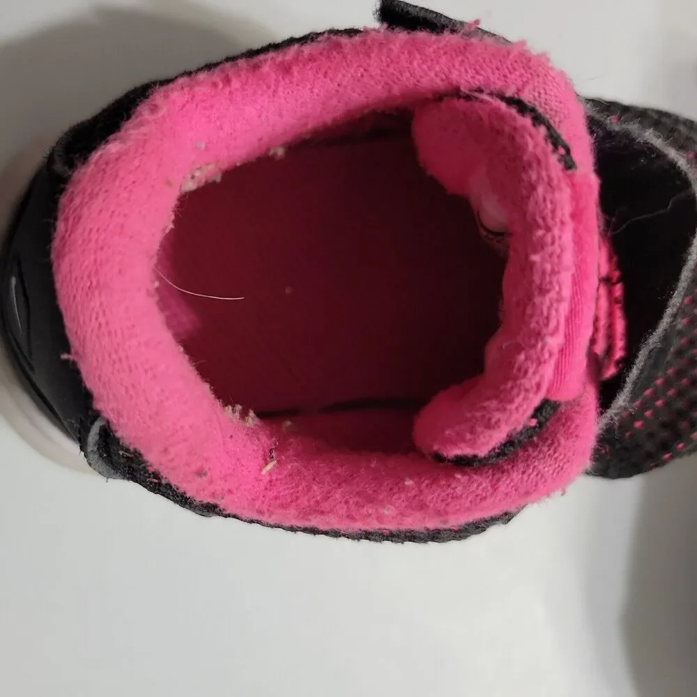 Nike Little Sneaker Girl 6C Contact Running Shoes Black Pink Hook & Loop Low Top